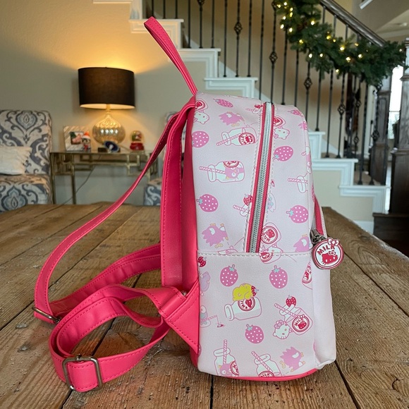 Loungefly Hello Kitty Sanrio Strawberry Milk Mini Backpack Pink - Picture 2 of 13